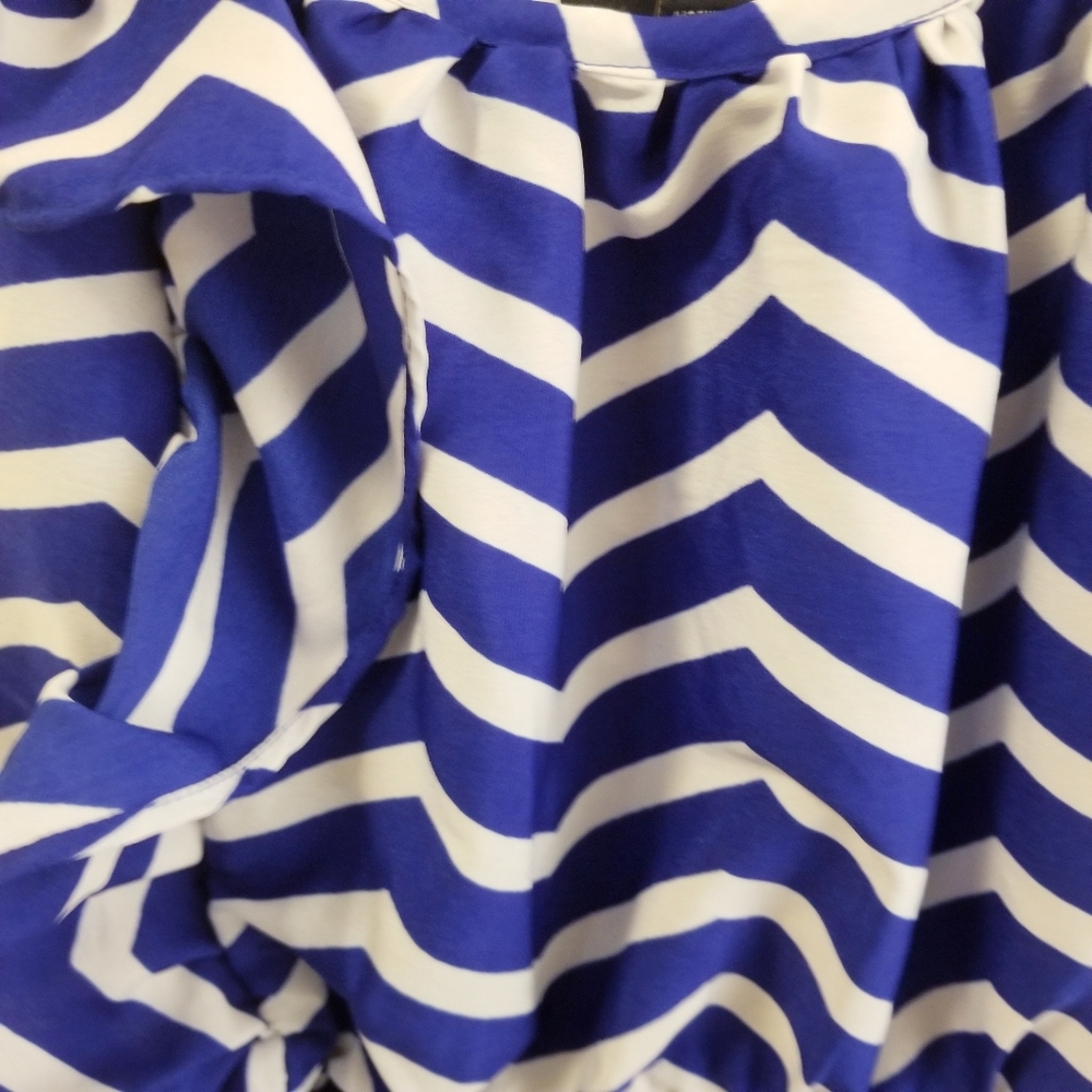 Chevron One Shoulder Ruffle Mini Dress - Picture 6 of 14